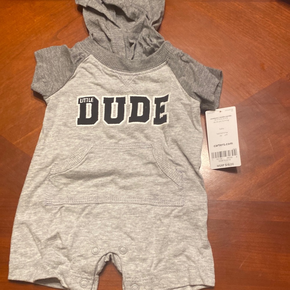 Little dude hooded play suit
